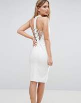Thumbnail for your product : Rare London Panelled Pencil Dress With Lace Up Back Detail