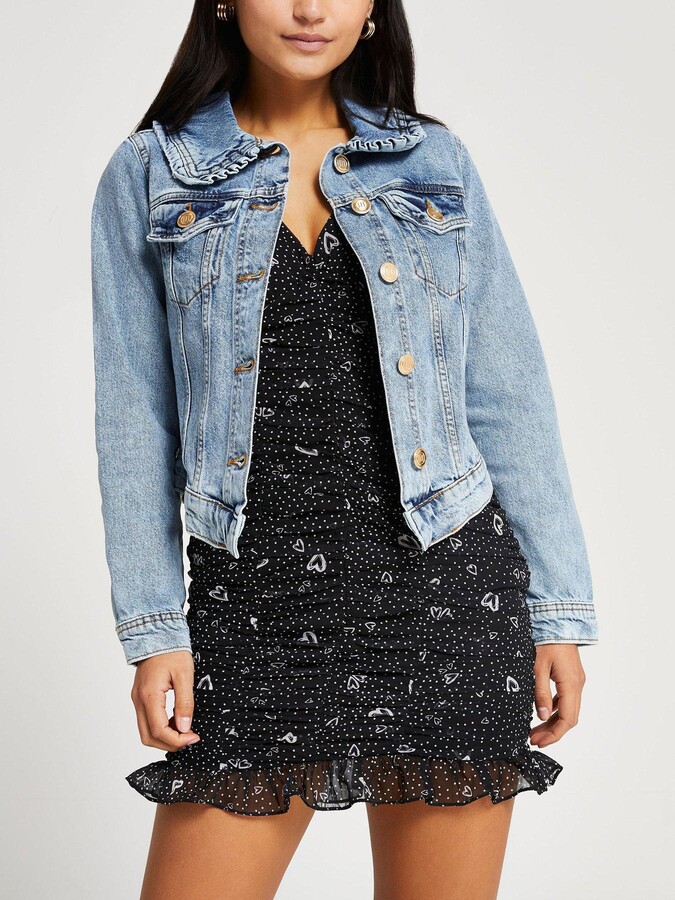 River Island Frill Collar Denim Jacket 