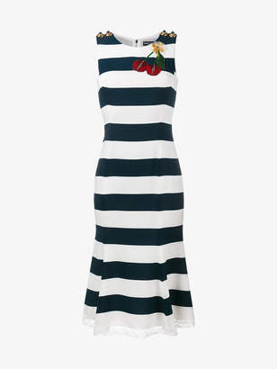 Dolce & Gabbana cherry applique stripe dress