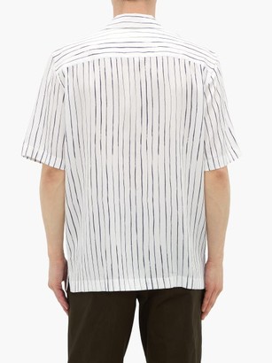 Sunspel Short-sleeved Pinstripe Lyocell-twill Shirt - White Navy