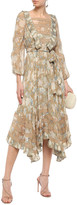 Thumbnail for your product : Zimmermann Asymmetric Belted Floral-print Silk-chiffon Midi Dress