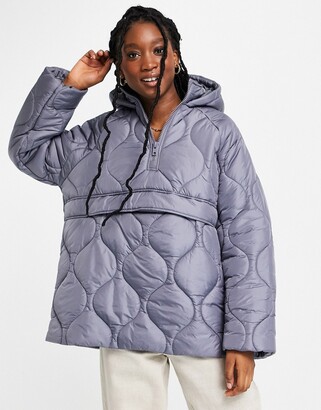ASOS DESIGN oversized quilted puffer jacket in lilac - ShopStyle