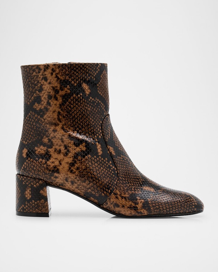 Stuart Weitzman Maeve Snake-Printed Leather Booties
