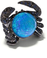 Thumbnail for your product : Stephen Webster black rhodium 18kt white gold No Regrets Jewels Verne Crystal Haze crab diamond, sapphire and quartz ring