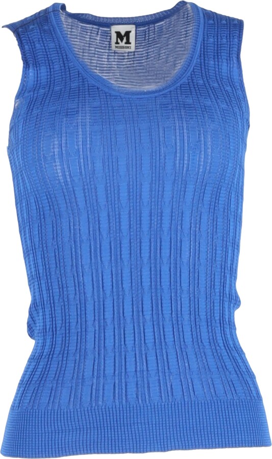 Missoni Knitted Tank Top in Blue Cotton