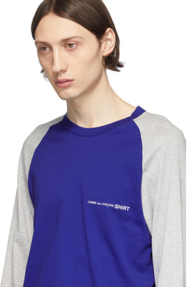 Comme des Garçons Shirt Grey and Blue Logo Baseball T-Shirt