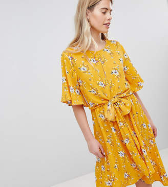 New Look Printed Flutter Sleeve Tie Front Wrap Midi Summer Dress