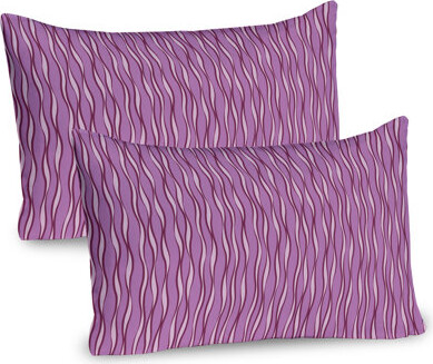 Ambesonne Geometric Pillow Sham 2 Pack Abstract Wave Lines Art 36"x20" Pale Purple and Dark Fuchsia