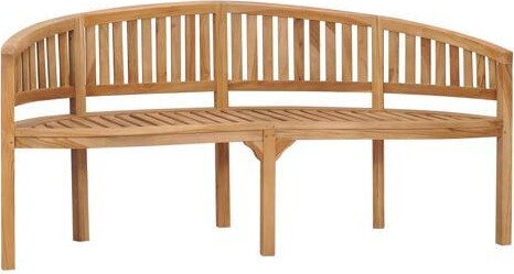 VidaXL Banana Bench Outdoor Patio Banana Bench with Armrest Solid Wood Teak