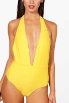 Thumbnail for your product : boohoo Petite Plunge Front Swimsuit