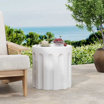 Latitude Run Lizz Outdoor Cylindrical MGO Concrete Side Table