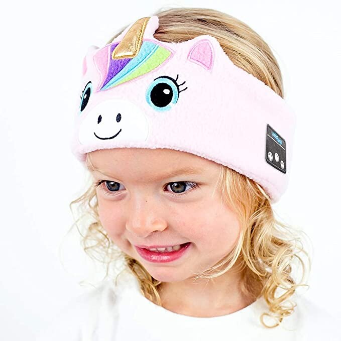 CozyPhones Over The Ear Headband Headphones - Kids Wireless Headphones Volume Limited with Thin Speakers & Super Soft Fleece Headband - Pink Unicorn