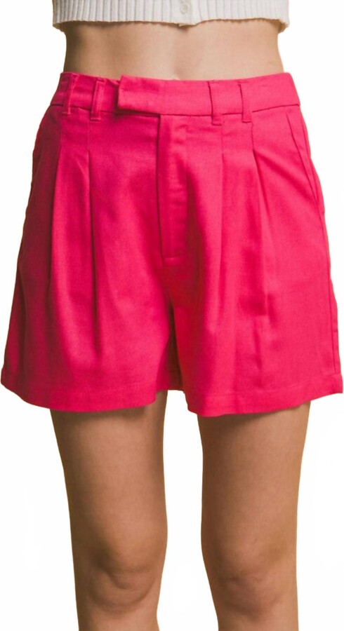 Love Tree Ella Linen Shorts In Hot Pink