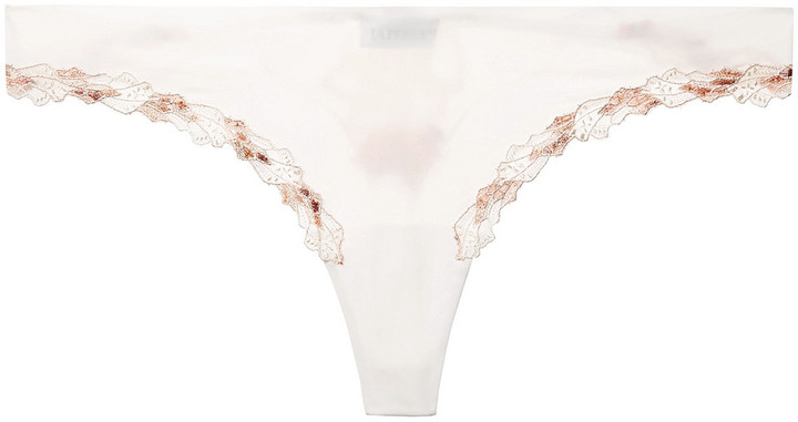 La Perla Love Stone Embroidered Swiss-dot Tulle, Stretch-jersey And Lace  Low-rise Thong - ShopStyle