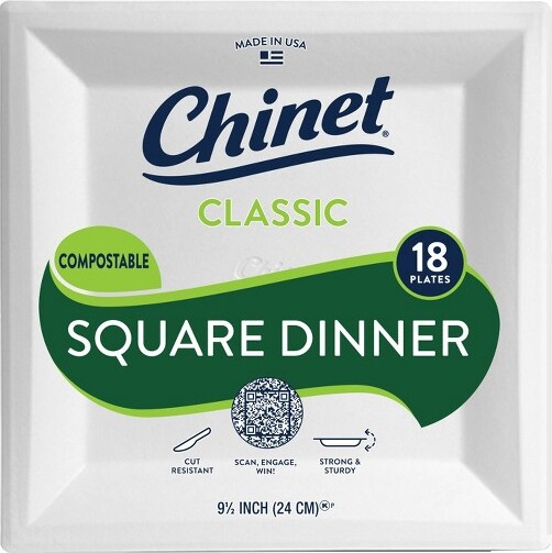 Chinet ChinetClassicSquareDinnerPlate91/2"-18ct