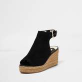 Thumbnail for your product : River Island Womens Black faux suede espadrille wedges