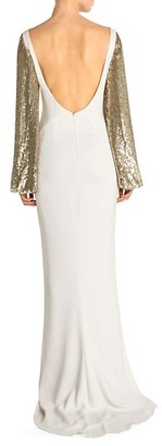 Stella McCartney Sequin-Sleeve Column Gown