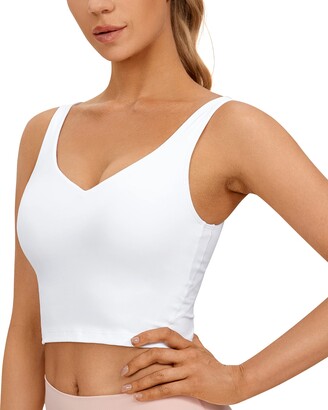 Longline Sports Bra High Neck Crop Top with Built in Bra Racerback Tank  Tops Removable Padded Yoga Tops