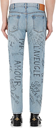 Gucci Men's Punk Words-Print Skinny Jeans