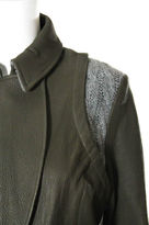 Thumbnail for your product : Thakoon NWT Taupe Leather Gray Wool Trim Zip Up Jacket Sz 12 $2290
