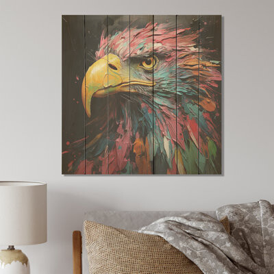 Millwood Pines Matisse S Soar Colorful Eagle Portrait II - Eagle Animal On Wood Print