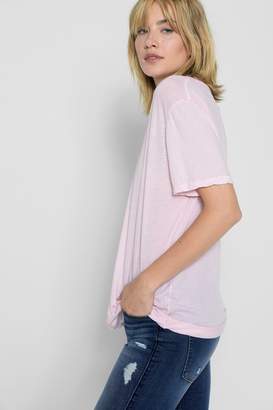 7 For All Mankind Curved Neck Tee In Pink Sunrise