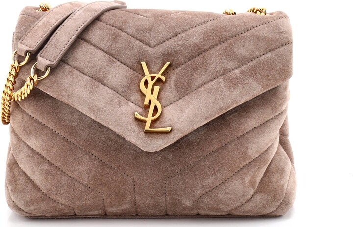 Saint Laurent Loulou Shoulder Bag Matelasse Chevron Suede Small