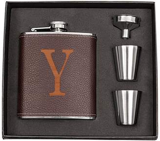 Cathy's Concepts Cathys Concepts 5-pc. Brown Leather Monogram Flask Set