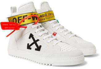 Off-White Grosgrain and Suede-Trimmed Leather High-Top Sneakers