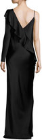 Thumbnail for your product : Diane von Furstenberg Satin Asymmetric Ruffle Gown, Black