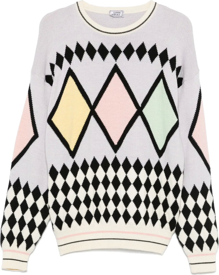 Versace Pre-Owned 1980s Diamond-Pattern Sweater