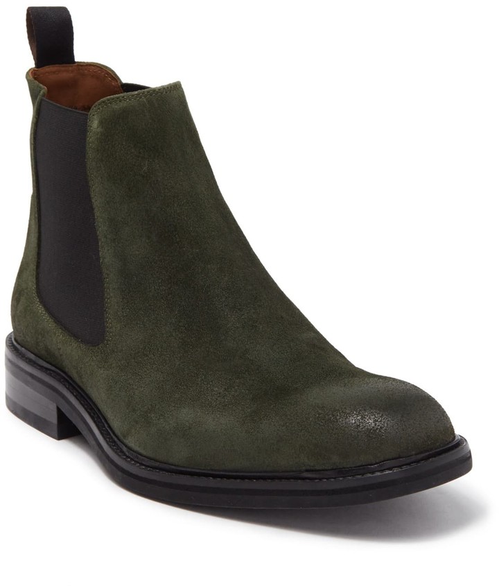 green suede chelsea boots