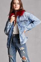 Thumbnail for your product : Forever 21 Faux Fur Collar Denim Jacket