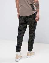 Thumbnail for your product : ASOS DESIGN Drop Crotch Joggers In Camo Twill Overdye