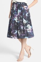 Thumbnail for your product : Pink Tartan 'Midnight Floral' Print Pleat Midi Skirt
