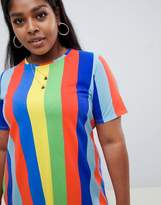 Thumbnail for your product : ASOS Curve DESIGN Curve ultimate t-shirt maxi dress in rainbow stripe