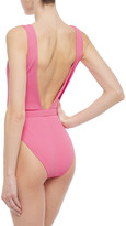 Thumbnail for your product : Nicholas Belted Ruched Stretch-pique Swimsuit