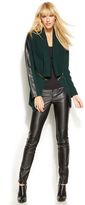 Thumbnail for your product : INC International Concepts Petite Faux-Leather-Trim Open-Front Cardigan