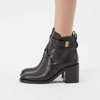 Burberry Monogram Motif Leather Ankle Boots