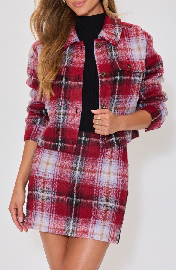 VICI Collection Margaret Plaid Crop Shirt Jacket