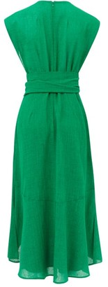Cefinn Cefinn Tie-sash Voile Midi Dress - Green