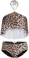 Thumbnail for your product : Ganni Avalon leopard print ruffle bikini