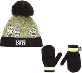 Thumbnail for your product : Tu clothing Yellow Minions Badged Beanie & Mittens Set