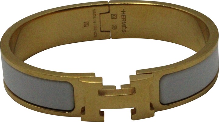 Hermes Enamel Clic Clac H Bracelet in Gold Metal - ShopStyle