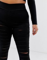 Thumbnail for your product : ASOS DESIGN Curve pull on jegging in clean black with slash rip detail