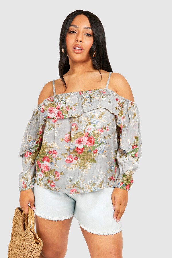 floral cold shoulder blouse