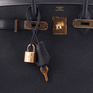 Hermes Birkin Handbag Bleu Indigo Epsom with Rose Gold Hardware 30 -  ShopStyle Shoulder Bags
