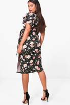 Thumbnail for your product : boohoo Maternity Floral Crepe Wrap Midi Dress