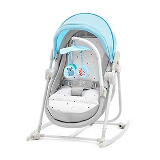 Kinderkraft Chair Bouncer UNIMO 5in1 Rocker Swing Cot Folded with Removable Toy Bar Lying Position Adjustable Backrest Mosquito Net Harness for Newborn Baby Toddlers to 3 Years Blue
