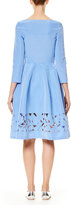Thumbnail for your product : Carolina Herrera 3/4-Sleeve Silk Faille Shirtdress, Blue